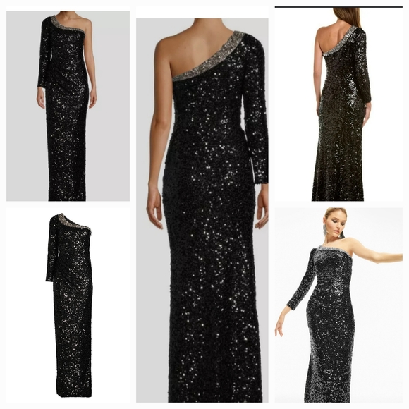 NWT Sachin & Babi Fall 22 Greta Sequin One-Shoulder Gown Size 14 - Picture 1 of 1